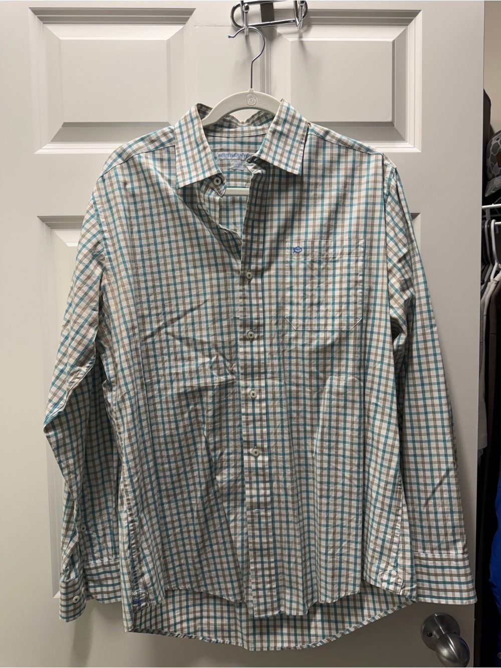 Southern Tide Plaid Button-Down Shirt - Teal & Brown